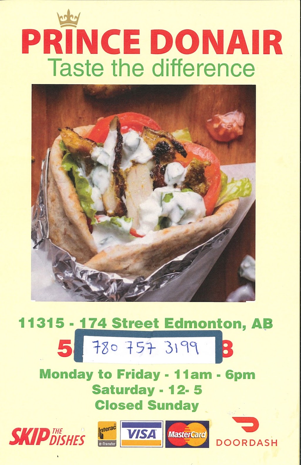 Prince Donair | 11315 174 St NW, Edmonton, AB T5S 0B7, Canada | Phone: (780) 757-3199