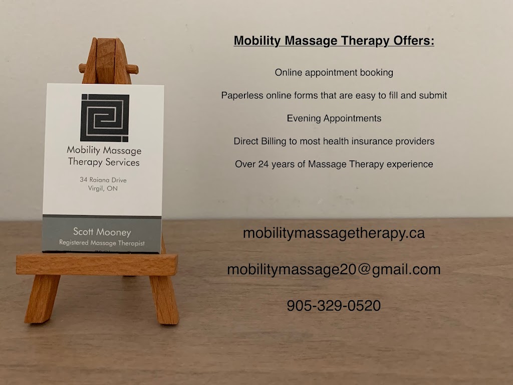 Mobility Massage Therapy-Scott Mooney, RMT | 34 Raiana Dr, Virgil, ON L0S 1T0, Canada | Phone: (905) 329-0520