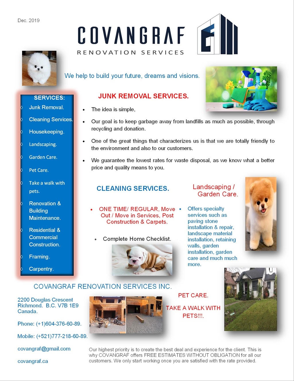 COVANGRAF RENOVATION SERVICES INC. | 2200 Douglas Crescent Richmond, Vancouver, BC V7B 1E9, Canada | Phone: (604) 376-6089