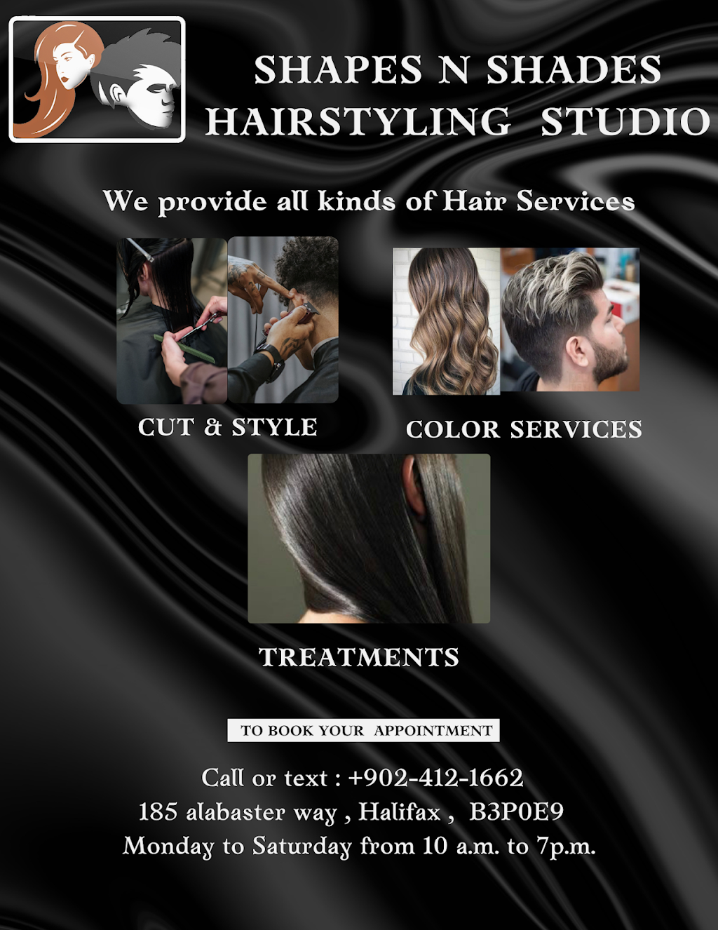 Shapes N Shades hairstyling studio | 185 Alabaster Way, Halifax, NS B3P 0E9, Canada | Phone: (902) 412-1662