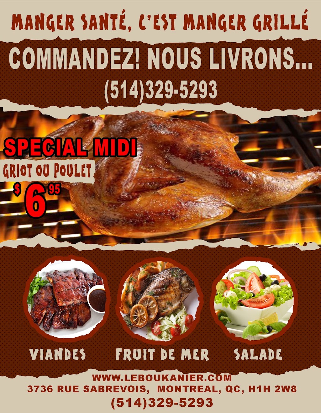 Le Boukanier Grillades & Resto-Bar | 3736 Rue Sabrevois, Montréal-Nord, QC H1H 2W8, Canada | Phone: (514) 329-5293