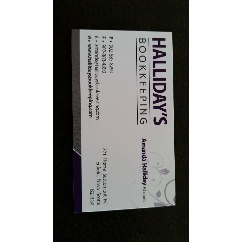 Hallidays Bookkeeping | 221 Horne Settlement Rd, Enfield, NS B2T 1G8, Canada | Phone: (902) 883-8290