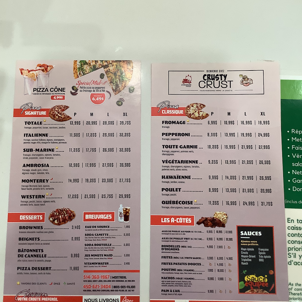 Crusty Crust | 406 Bd Adolphe-Chapleau, Bois-des-Filion, QC J6Z 1H7, Canada | Phone: (450) 621-3404