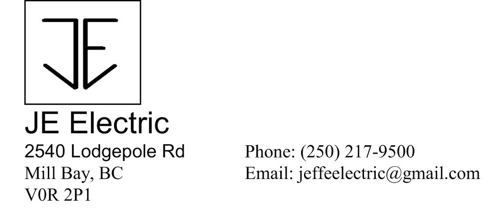 J E Electric | 2540 Lodge Pole Rd, Mill Bay, BC V0R 2P1, Canada | Phone: (250) 217-9500