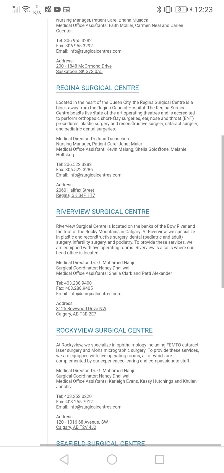 Riverview Surgical Centre | 3125 Bowwood Dr NW, Calgary, AB T3B 2E7, Canada | Phone: (403) 288-9400