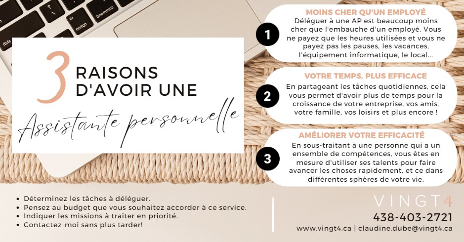 Vingt4 - Assistante personnelle | 35 Boulevard Yvon-LHeureux N Maison #4, Beloeil, QC J3G 6L6, Canada | Phone: (438) 403-2721