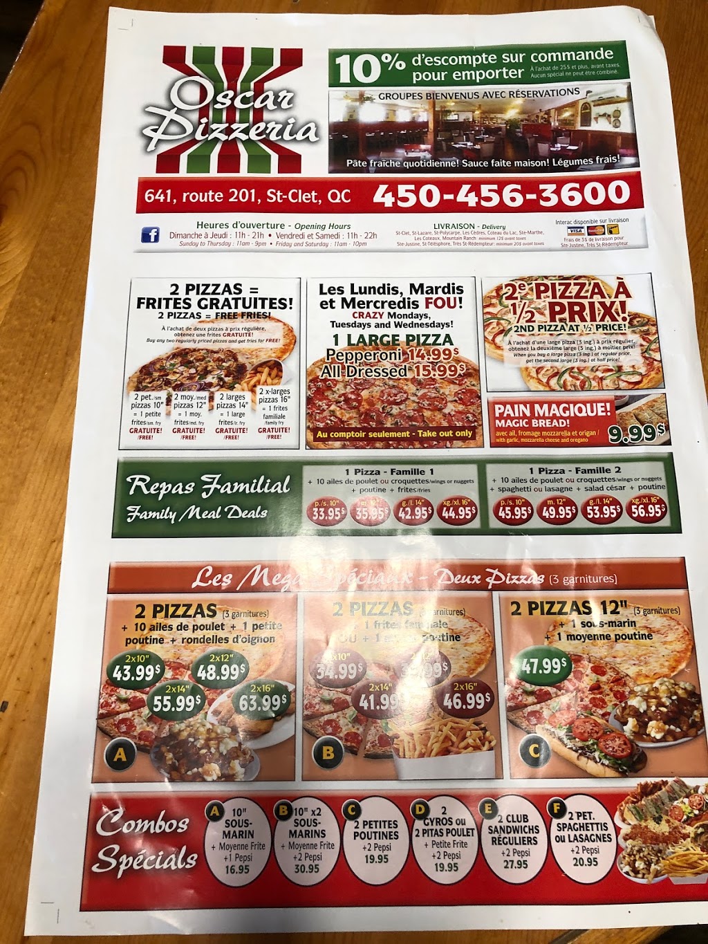 oscar pizzeria | 641 QC-201, Saint-Clet, QC J0P 1S0, Canada | Phone: (450) 456-3600
