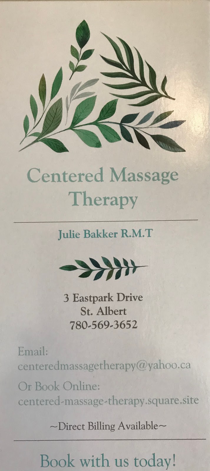Centered Massage Therapy | 3 Eastpark Dr, St. Albert, AB T8N 6Z4, Canada | Phone: (780) 569-3652