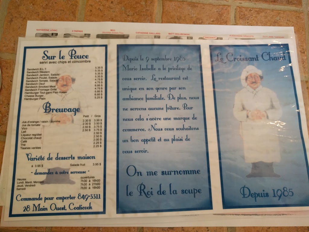 Croissant Chaud (Le) | 28 Rue Main O, Coaticook, QC J1A 1P2, Canada | Phone: (819) 849-3311