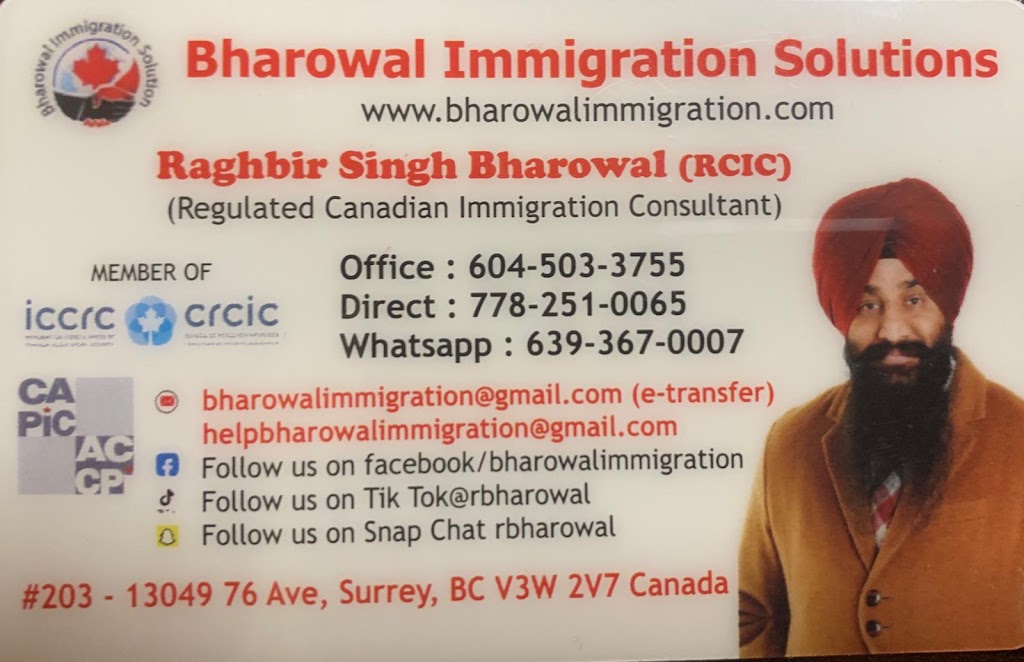 Bharowal Immigration and Education Solution | 7475 135 St Unit 113, Surrey, BC V3W 0M8, Canada | Phone: (778) 251-0065
