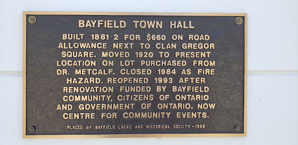 Bayfield Town Hall | 11 The Square, Bayfield, ON N0M 1G0, Canada | Phone: (519) 565-5788
