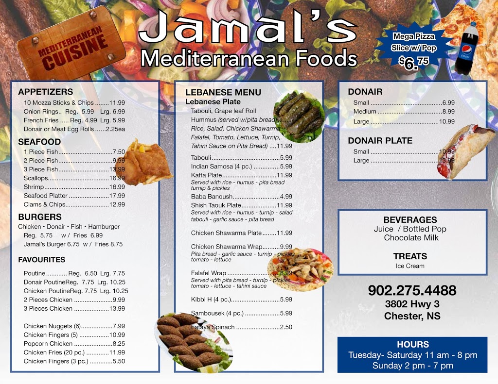 Jamals Mediterranean Foods | 3802 Hwy 3, Chester, NS B0J 1J0, Canada | Phone: (902) 275-4488