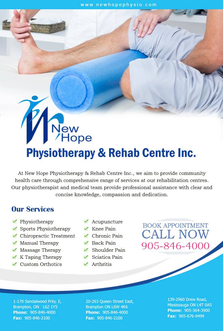 New Hope Physiotherapy | 170 Sandalwood Pkwy E Unit-1, Brampton, ON L6Z 1Y5, Canada | Phone: (905) 846-4000