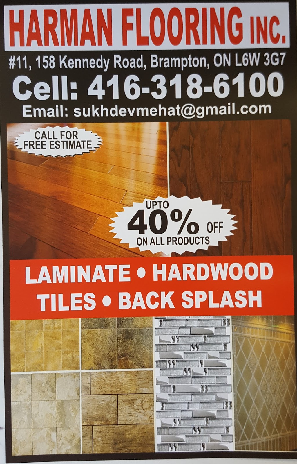 HARMAN FLOORING INC | 158 Kennedy Rd S, Brampton, ON L6W 3G7, Canada | Phone: (416) 318-6100