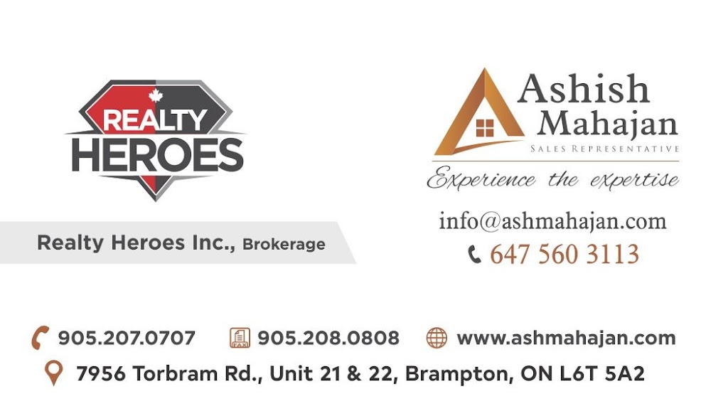 Realtor Ashish Mahajan | 7956 Torbram Rd, Brampton, ON L6T 5A2, Canada | Phone: (647) 560-3113