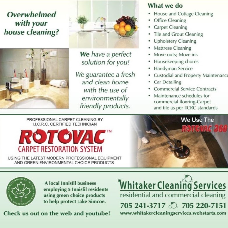 whitaker cleaning services | 1206 Andrade Ln, Innisfil, ON L9S 4X6, Canada | Phone: (705) 241-3717