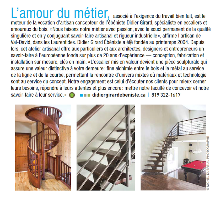 Didier Girard Ebéniste | 2427A Chem. de lÎle, Val-David, QC J0T 2N0, Canada | Phone: (819) 322-1617