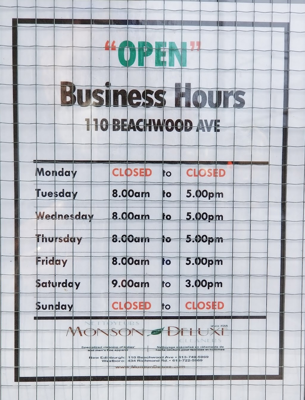 Monson Deluxe Cleaners | 110 Beechwood Ave., Vanier, ON K1L 8B2, Canada | Phone: (613) 749-5969