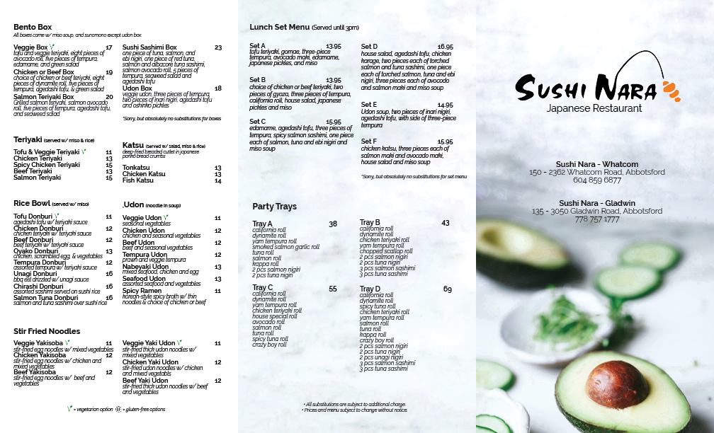 Sushi nara - Gladwin | 3050 Gladwin Rd #135, Abbotsford, BC V2T 0H5, Canada | Phone: (778) 757-1777