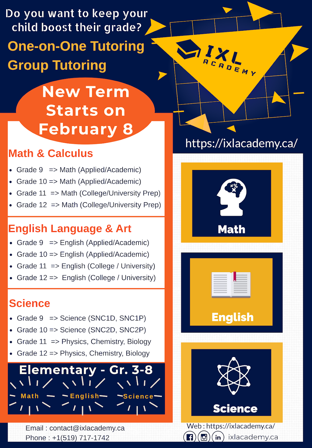 IXL Academy | 105 Pinnacle Dr, Kitchener, ON N2P 1B8, Canada | Phone: (519) 717-1742