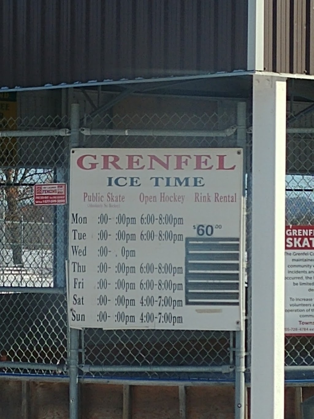 Grenfel Outdoor Ice Arena | 1989 Sunnidale Rd, Utopia, ON L0M 1T2, Canada | Phone: (705) 766-3663