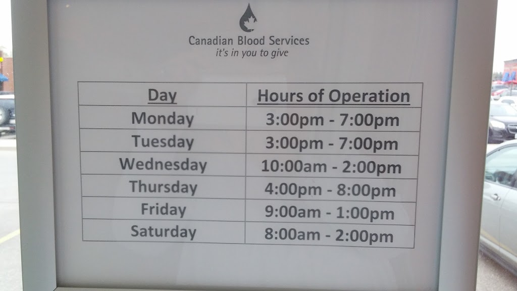 Canadian Blood Services, Oshawa | 1300 Harmony Rd N, Oshawa, ON L1K 2B1, Canada | Phone: (888) 236-6283