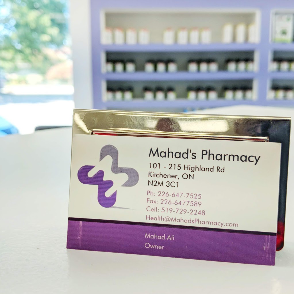 Mahads Pharmacy | 215 Highland Rd W #101, Kitchener, ON N2M 3C1, Canada | Phone: (226) 647-7525