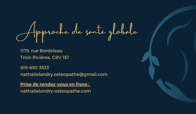 Nathalie Landry, Ostéopathe D.O. | 1175 Rue Bordeleau, Trois-Rivières, QC G8V 1S1, Canada | Phone: (819) 692-3533