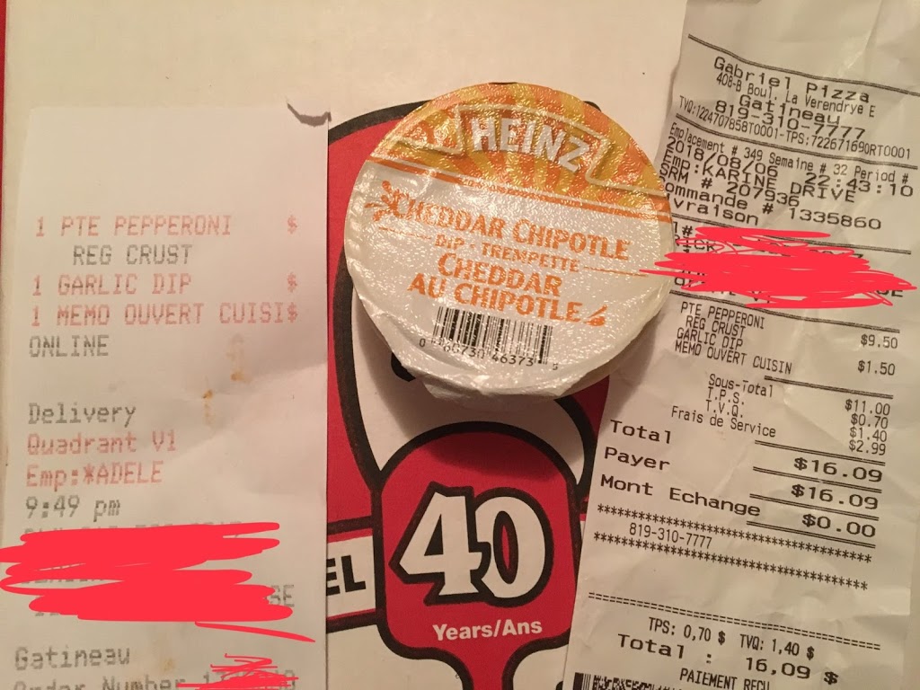 Gabriel Pizza | 408 Boulevard la Vérendrye E, Gatineau, QC J8P 7T7, Canada | Phone: (819) 881-5555