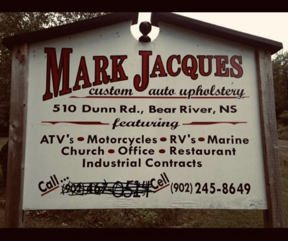 Mark Jacques upholstery | 510 Dunn Rd, Bear River, NS B0S 1B0, Canada | Phone: (902) 245-8649