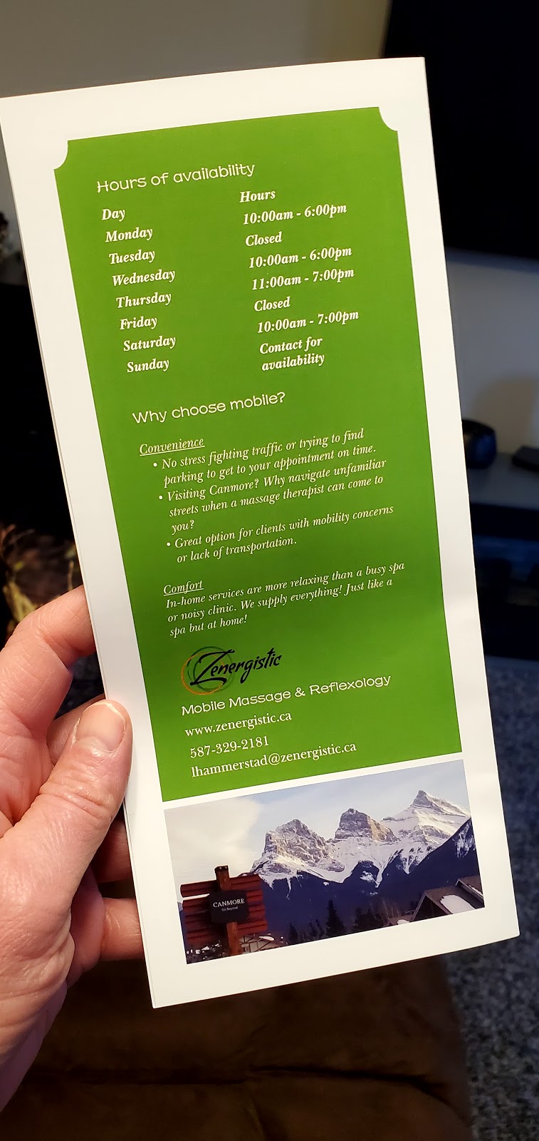 Zenergistic Mobile Massage & Reflexology | 75 Dyrgas Gate, Canmore, AB T1W 0A6, Canada | Phone: (587) 329-2181