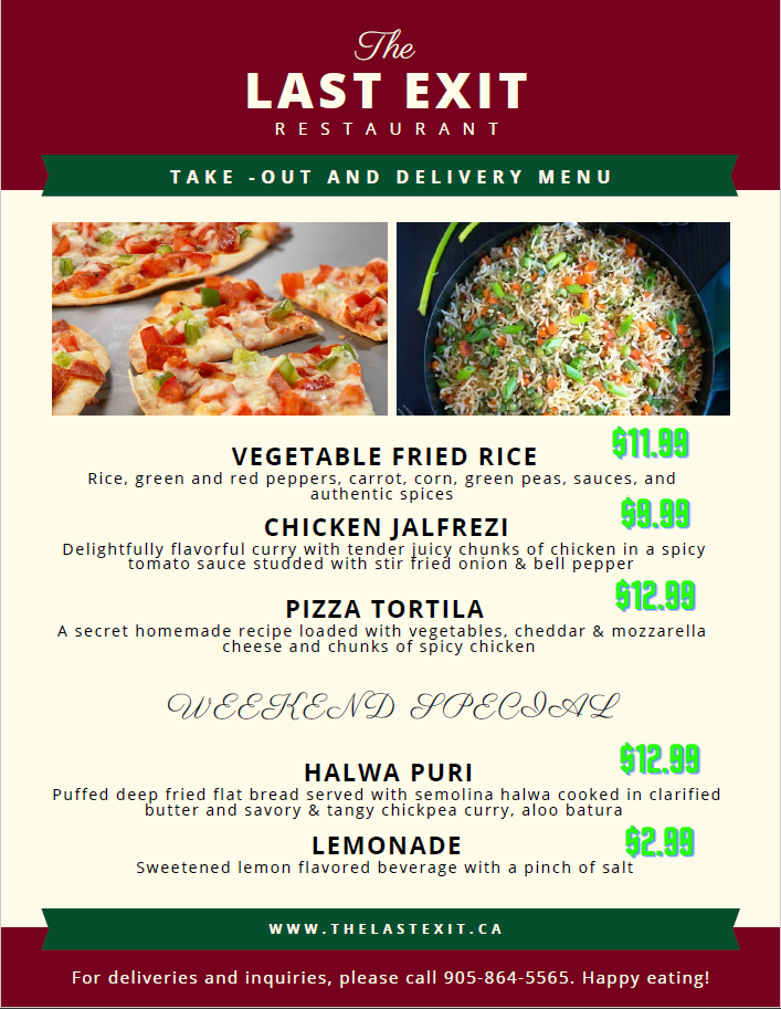 The Last Exit (halal) | 110 Hunter Way, Brantford, ON N3T 0B1, Canada | Phone: (905) 864-5565