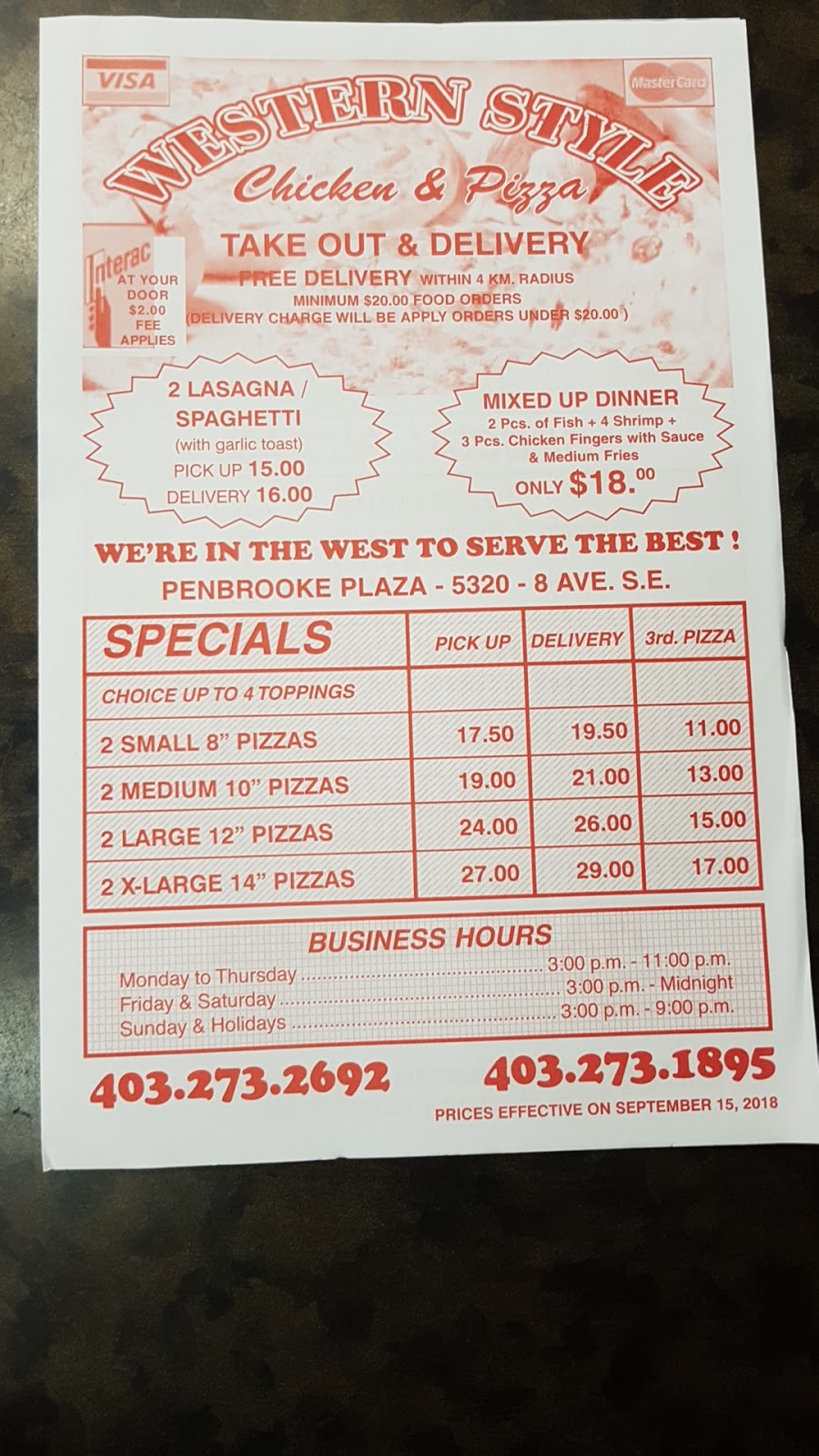 Western Style Chicken & Pizza | 5320 8 Ave SE, Calgary, AB T2A 3P6, Canada | Phone: (403) 273-1895