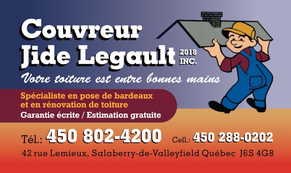 Couvreur Jide Legault (2018) inc. | 42 Rue Lemieux, Salaberry-de-Valleyfield, QC J6T 1L8, Canada | Phone: (450) 802-4200