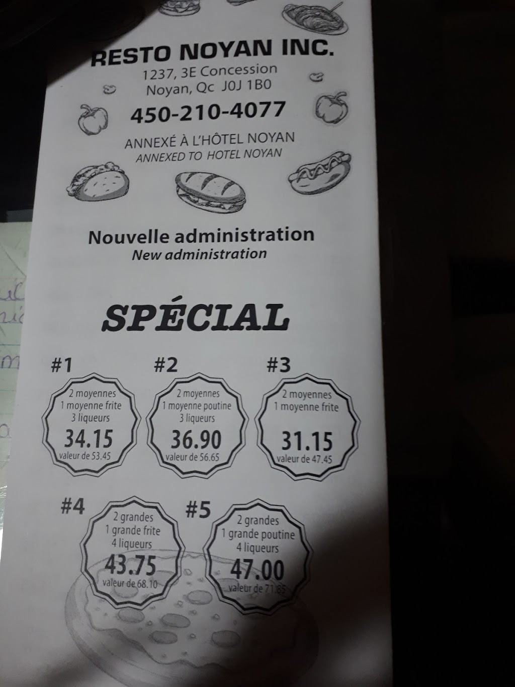 Resto noyan inc. | 1237 Chemin de la 3 Concession, Noyan, QC J0J 1B0, Canada | Phone: (450) 210-4077