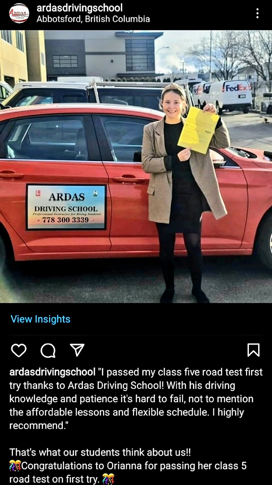 Ardas Driving School | 2830 Bourquin Crescent W, Abbotsford, BC V2S 5N8, Canada | Phone: (778) 300-3339