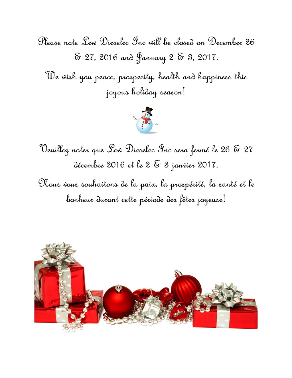 Lew Dieselec Inc | 96 Avenue Leacock, Pointe-Claire, QC H9R 1H1, Canada | Phone: (514) 694-1491