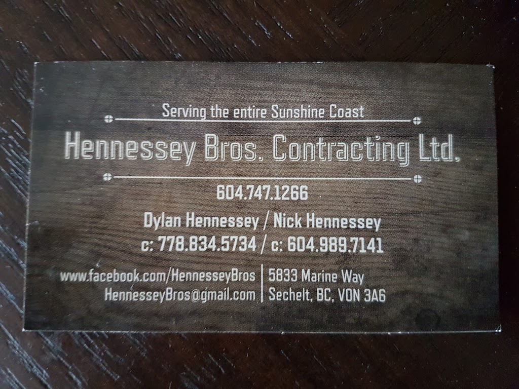Hennessey Bros. Contracting Ltd. | 5833 Marine Way, Sechelt, BC V0N 3A6, Canada | Phone: (604) 747-1266