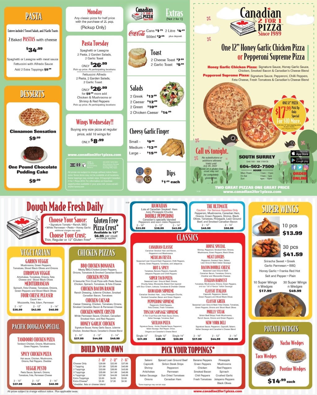 Canadian 2 for 1 Pizza - South Surrey | 358 175a St #103, Surrey, BC V3S 9P7, Canada | Phone: (604) 502-7500