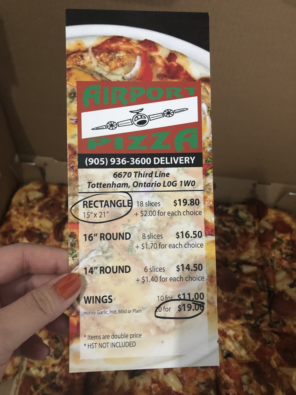 Airport Pizza | 6670 3rd Line Unit D, Tottenham, ON L0G 1W0, Canada | Phone: (905) 936-3600