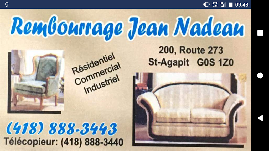 Rembourrage Jean Nadeau | 200 QC-273, Saint-Agapit, QC G0S 1Z0, Canada | Phone: (418) 888-3443