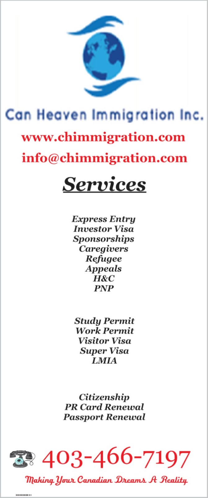Can Heaven Immigration Inc. | 352 Strathaven Dr, Strathmore, AB T1P 1N5, Canada | Phone: (403) 702-9365