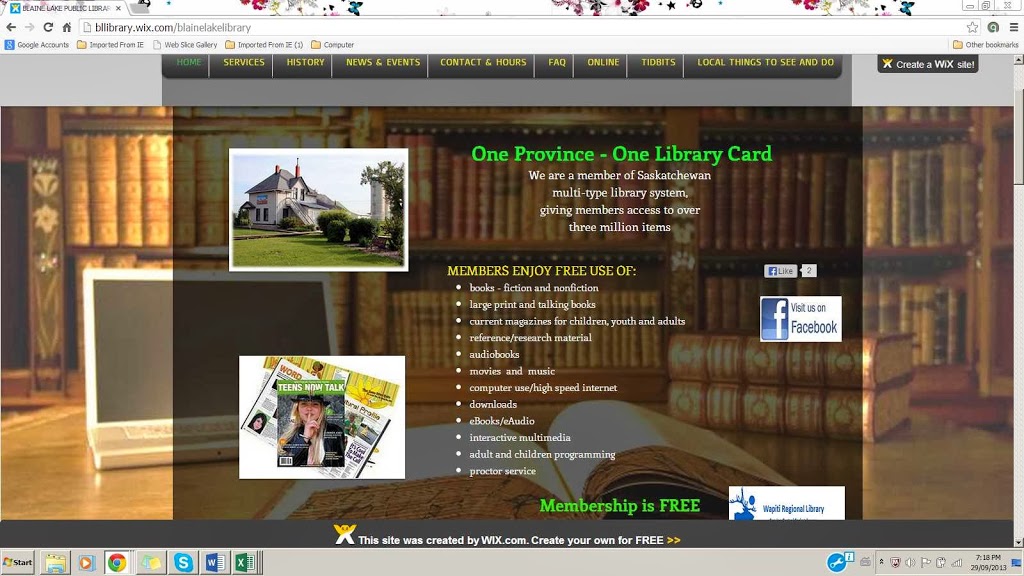 Blaine Lake Wapiti Public Library | highway 12 (Main St) and Railway Ave CNR RIGHT-OF-WAY, Blaine Lake, SK S0J 0J0, Canada | Phone: (306) 497-3130