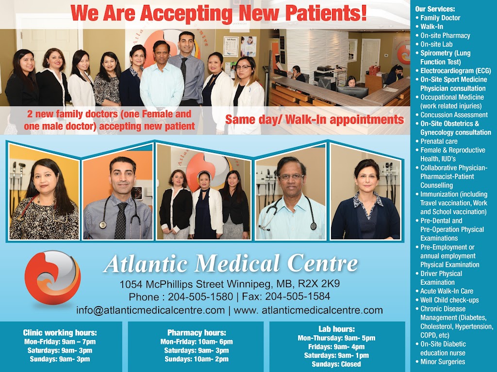 Atlantic Medical Centre | 1054 McPhillips St, Winnipeg, MB R2X 2K9, Canada | Phone: (204) 505-1580