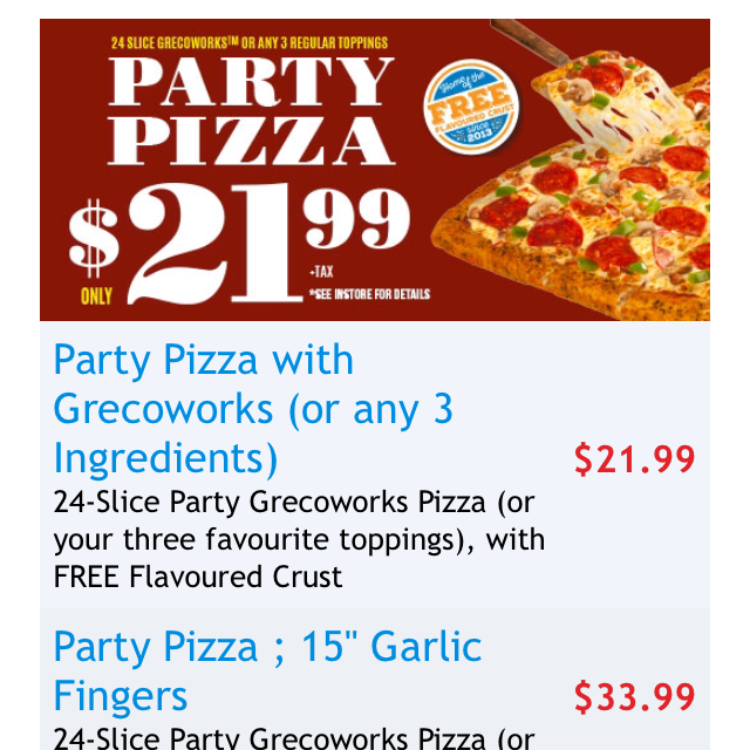 Greco Pizza | 566 Caldwell Rd, Dartmouth, NS B2V 2S8, Canada | Phone: (902) 435-3030