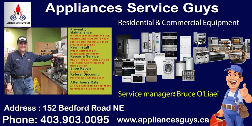 Appliances Service Guys Corp | 152 Bedford Dr NE, Calgary, AB T3K 1L5, Canada | Phone: (403) 903-0095
