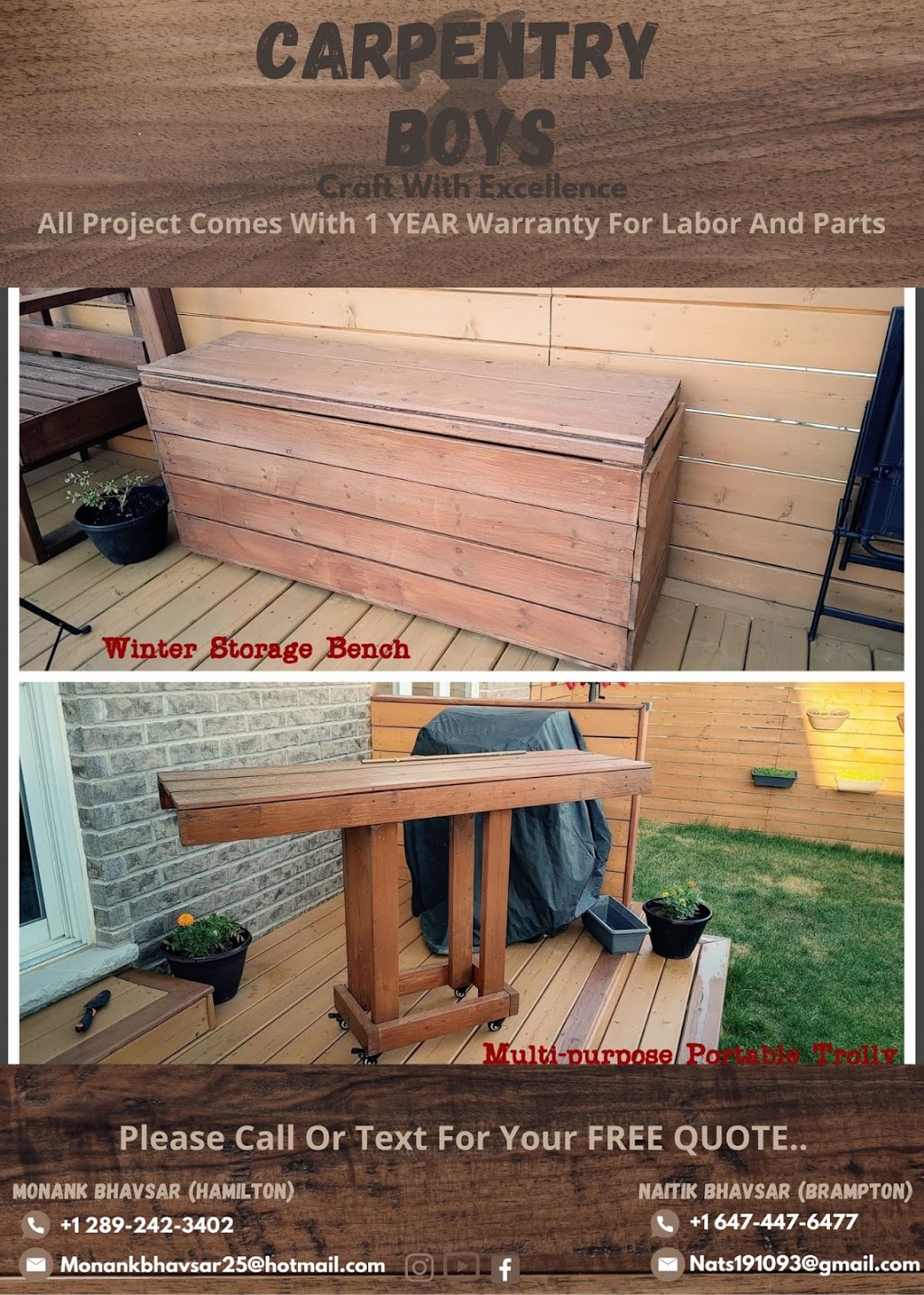 CARPENTRY BOYS | 120 Vineberg Dr #14, Hamilton, ON L8W 0B5, Canada | Phone: (289) 242-3402