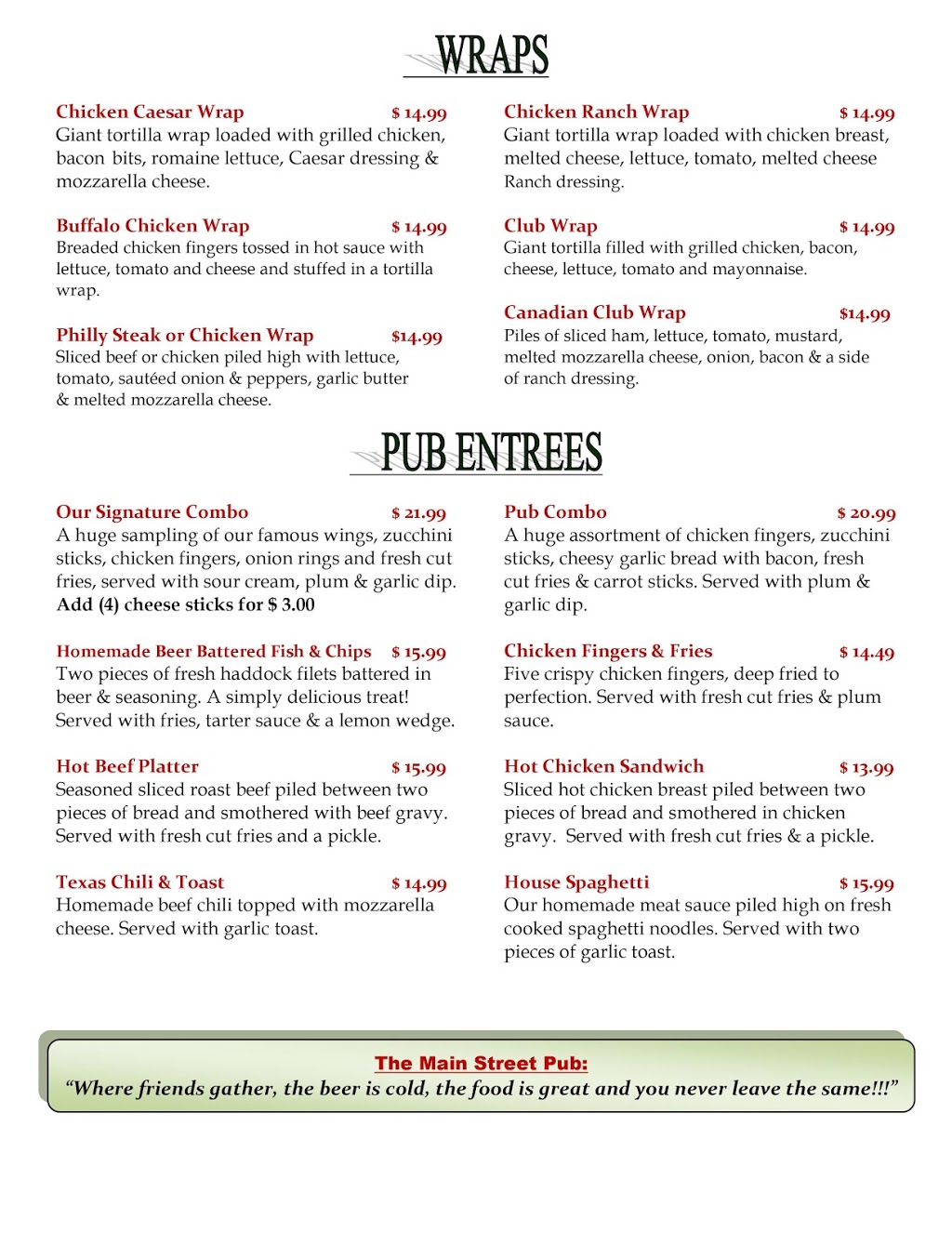 Main Street Pub | 1408 Main Street North Unit 5, Stittsville, ON K2S 1B8, Canada | Phone: (613) 836-2684