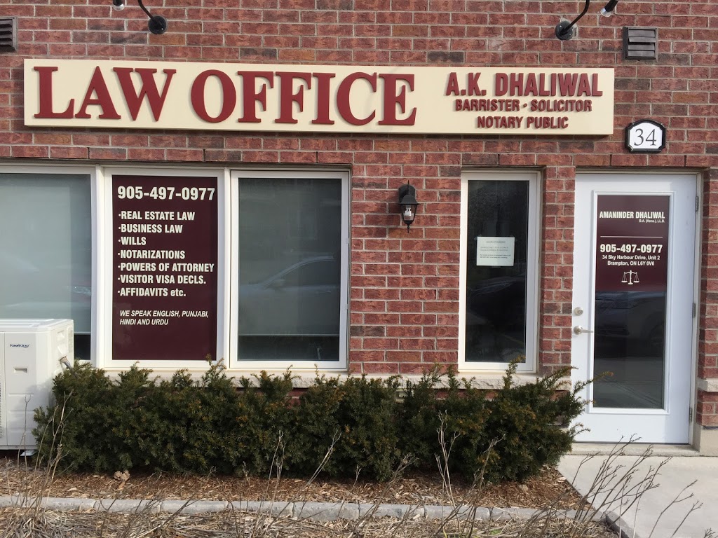 Amaninder Dhaliwal, Barrister, Solicitor & Notary Public | lawyer | 34 Sky Harbour Dr, Brampton, ON L6Y 0V6, Canada | 9054970977 OR +1 905-497-0977