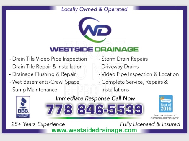 West Side Drainage Ladner/Tsawwassen | Admiral Way, Delta, BC V4K 0C3, Canada | Phone: (778) 846-5539